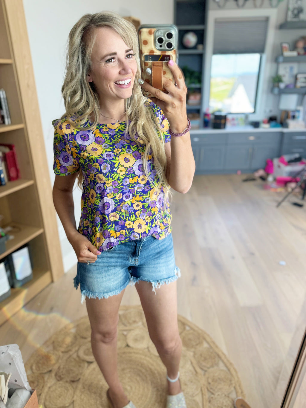 In the Garden Floral Top with Detailed Sleeves