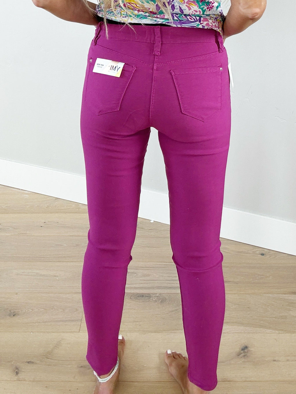 YMI Junior Mid-Rise Skinny Jeans in Berry Rose