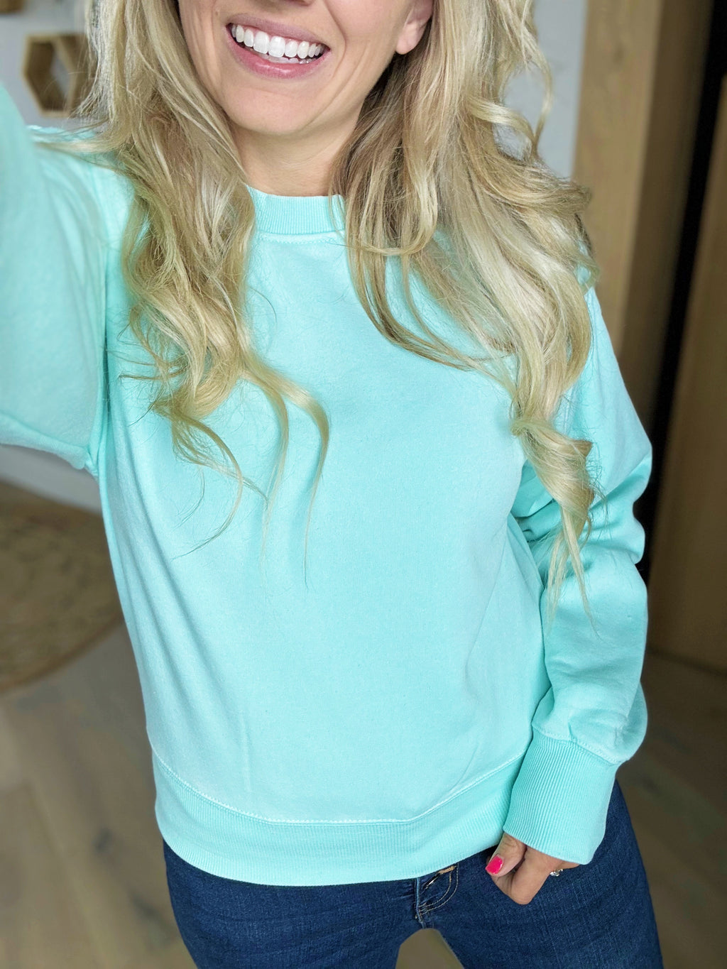 Be With Me Burnout Mineral Wash Sweatshirt in Ice Fall
