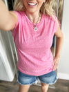 Complete Me Crew Neck Tank in Hot Pink