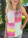Not Hard To Miss Tri-Blend Color Tank in Blush & Mint