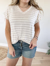 Lifetime V-Neck Cap Sleeve in Oatmeal