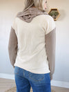 Two Of A Kind Henley Style Hoodie in Mocha and Ivory