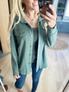 My Only Purpose French Terry Button Down in Vintage Olive