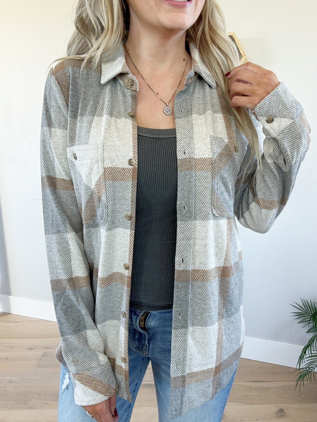 Thread & Supply Lewis Shirt in Grey Brown Plaid (SALE)