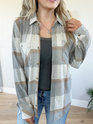 Thread & Supply Lewis Shirt in Grey Brown Plaid (SALE)