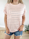 Queen Bee Top in Peach and Grey