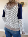 Way To Go Striped Hoodie in Navy and Taupe
