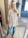 Promise Me Hannah Floral Smocked Top in Ivory