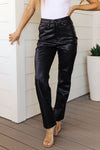 Judy Blue Tummy Control Faux Leather Pants in Black