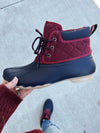 Gypsy Jazz Duck Boots in Navy and Maroon