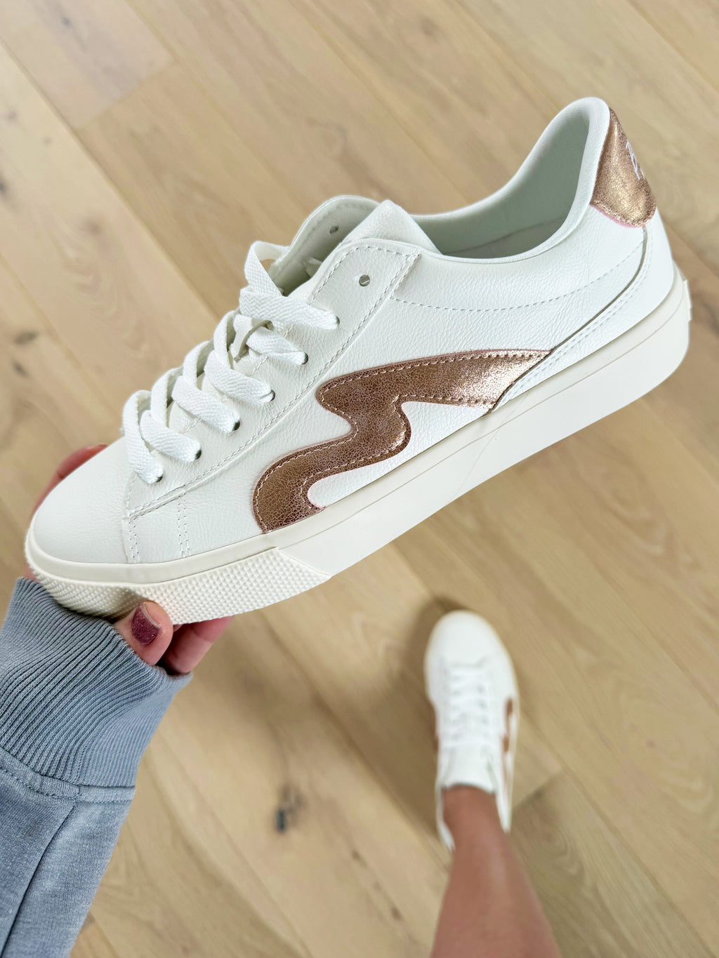 Always Out Vice Sneakers in White & Rose Gold