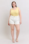Judy Blue High Rise Double Roll Cuffed Shorts in White