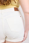 Judy Blue High Rise Double Roll Cuffed Shorts in White