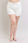 Judy Blue High Rise Double Roll Cuffed Shorts in White