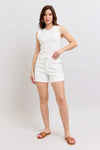 Judy Blue High Rise Double Roll Cuffed Shorts in White