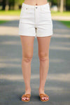 Judy Blue High Rise Double Roll Cuffed Shorts in White