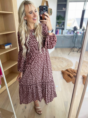Flow With The Times Floral Midi Dress In Pink