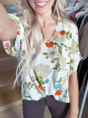 Good Morning Floral V-Neck Blouse