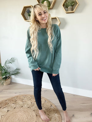 Thread & Supply Southern Girl Hangout Top in Washed Hunter Green