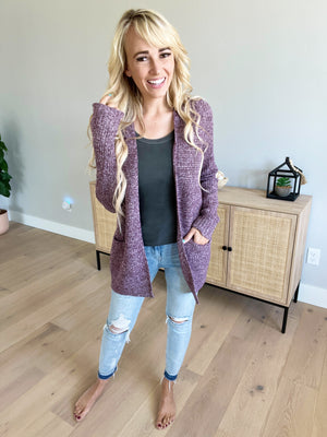 Celebrating Sweater Cardigan in Two Tone Purple