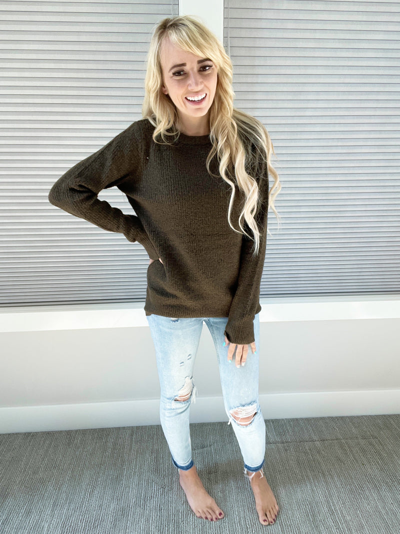 Don't Tell Secrets Sweater in Dark Olive