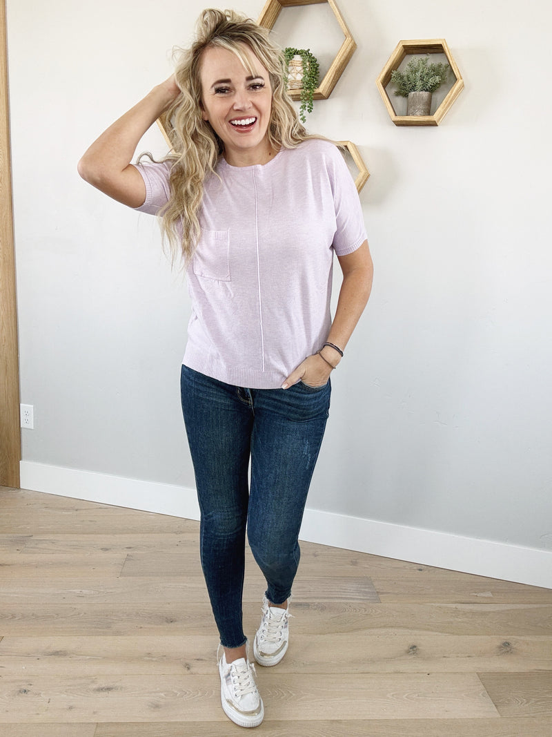 Marry Me Super Soft Fine-Gauge Top in Lilac