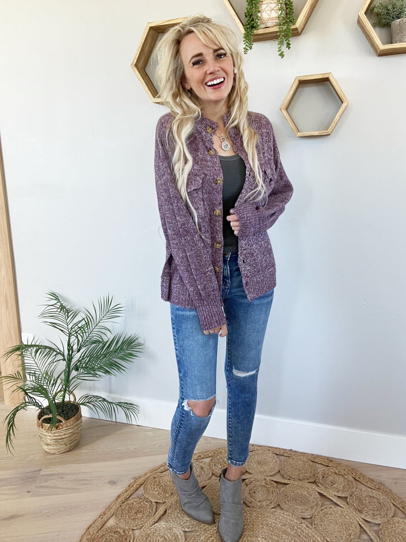 Wanderer Sweater Jacket in Two Tone Purple