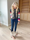 Best Intentions Long Sleeve Top in Charcoal and Stripes