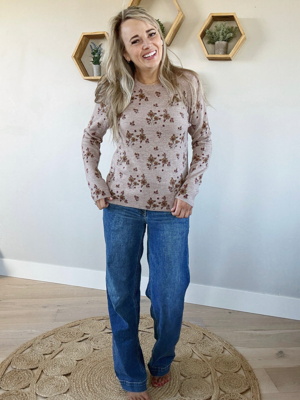 Dreaming Of You Floral Sweater in Mocha