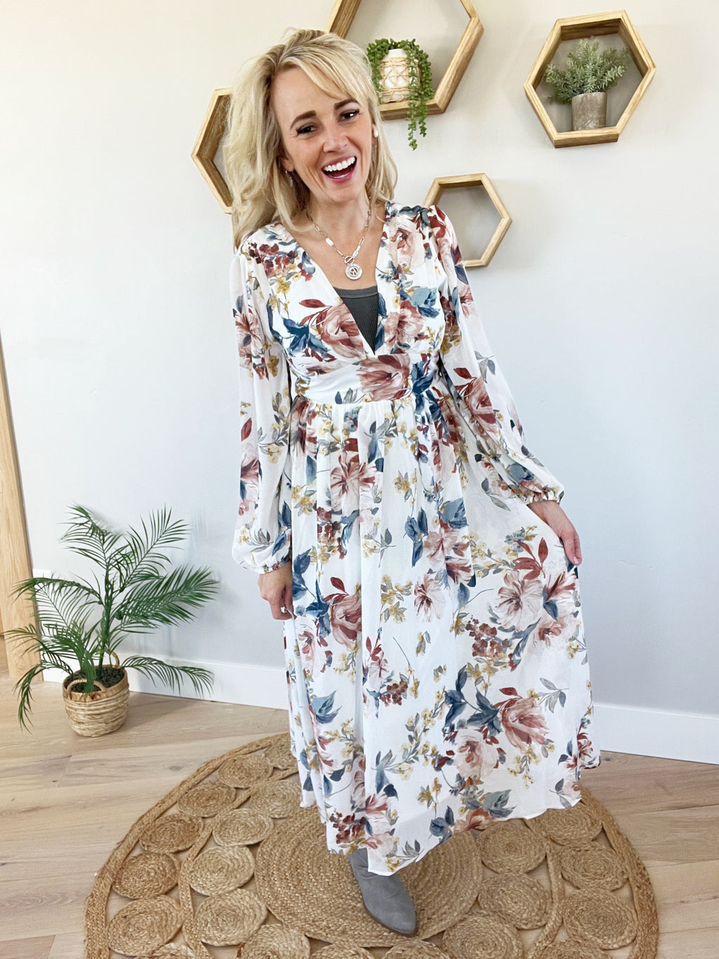 Good Day Chiffon Floral Midi Dress