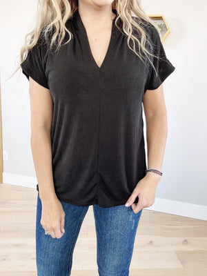 Everlasting Love V-Neck Short Sleeve in Black
