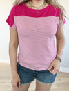 Call Me Crazy Color Blocked Pin Striped Top in Fuchsia
