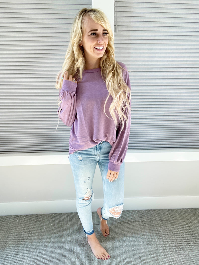 Soul Sister Round Neck Long Sleeve in Light Plum
