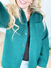Constant Contact Wool Blend Button Down Jacket in Hunter Green