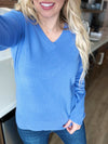 Over and Over Again V-Neck Sweater in Cobalt Blue
