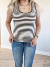 Attention Grabber Striped Tank in Charcoal