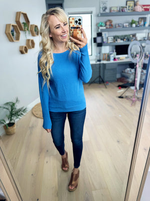Smart Girl Ribbed Sweater in Cobalt Blue