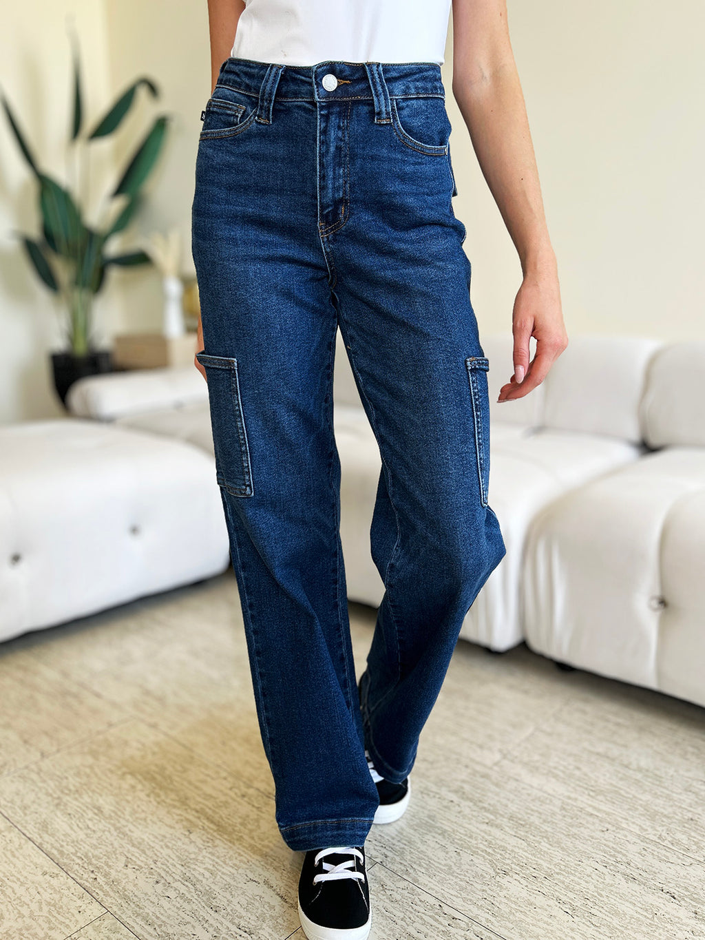 Judy Blue High Rise Straight Cargo Jeans