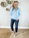 Spoiled Striped Drop Shoulder Pullover Sweater in Light Blue