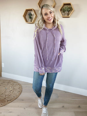 Hometown Pride Long Sleeve Knit Hoodie in Purple (SALE)