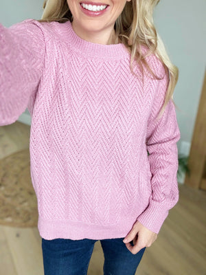 No Time to Waste Super Soft Crew Neck Sweater in Pink