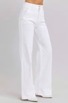 Risen Tummy Control Double Button Wide Leg Jeans