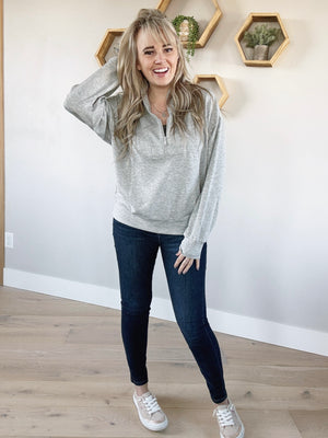 Always Love You Scuba Luxe Half-Zip in Heather Gray