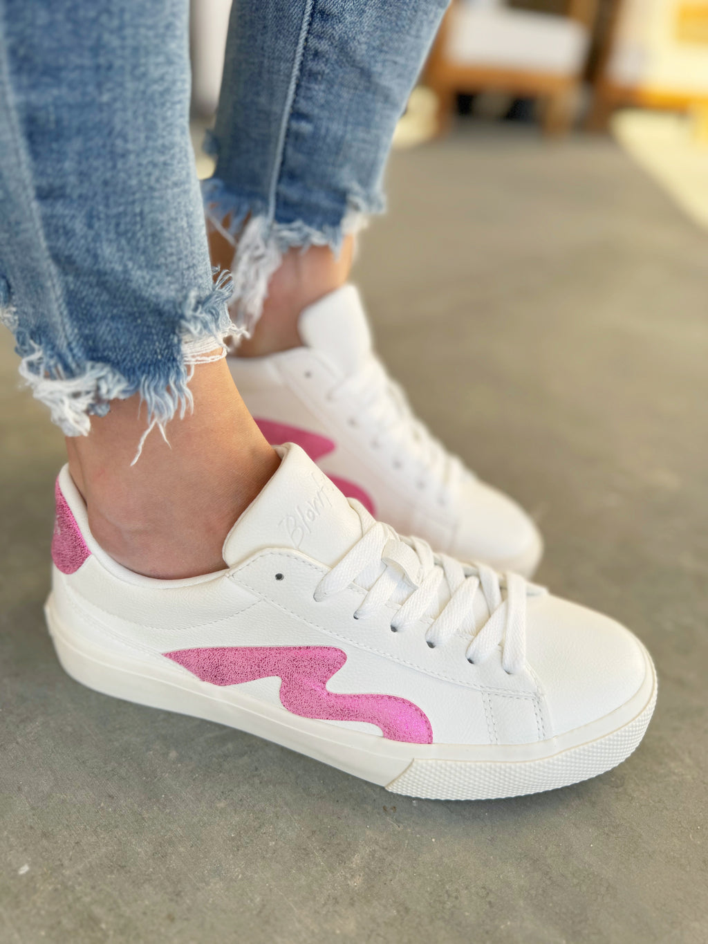Blowfish Never Forget Vice Sneakers in White & Pink