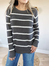 The Big Winner Striped Sweater in Gun Metal