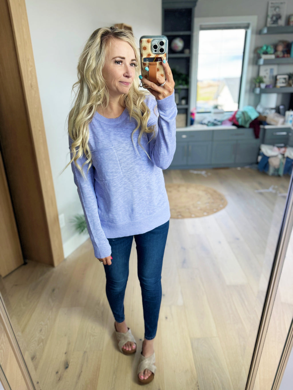 Hesitations Round Neck Sweater in Lavender