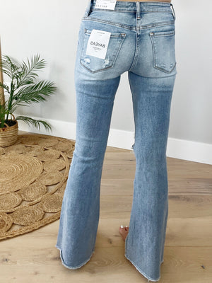Bayeas Mid Rise Distressed Flare Jeans