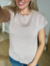 Moments Short Sleeve Sweater in Taupe