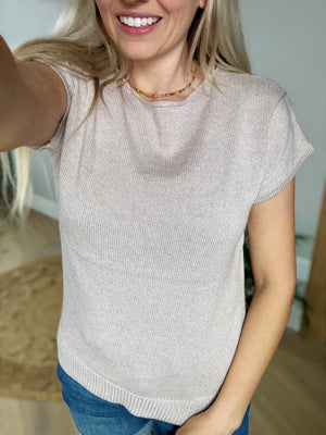 Moments Short Sleeve Sweater in Taupe